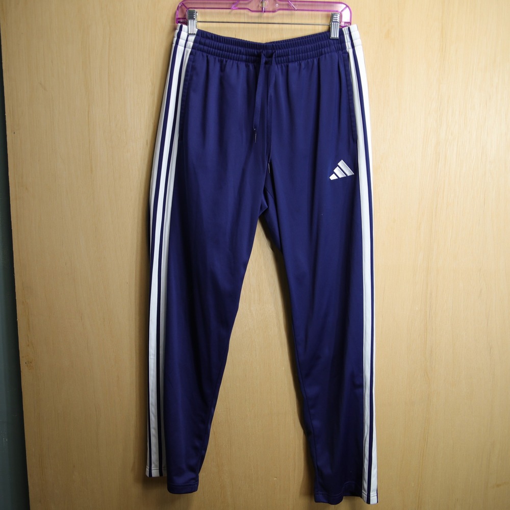 Adidas Mens Purple White 3-Stripe Track Pants Athletic Training Joggers Size M
